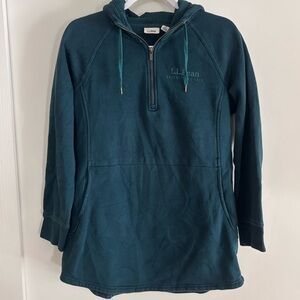 L.L.Bean Teal Half-Zip Hoodie Pullover – Women’s Medium Reg – Cozy Fleece Lined